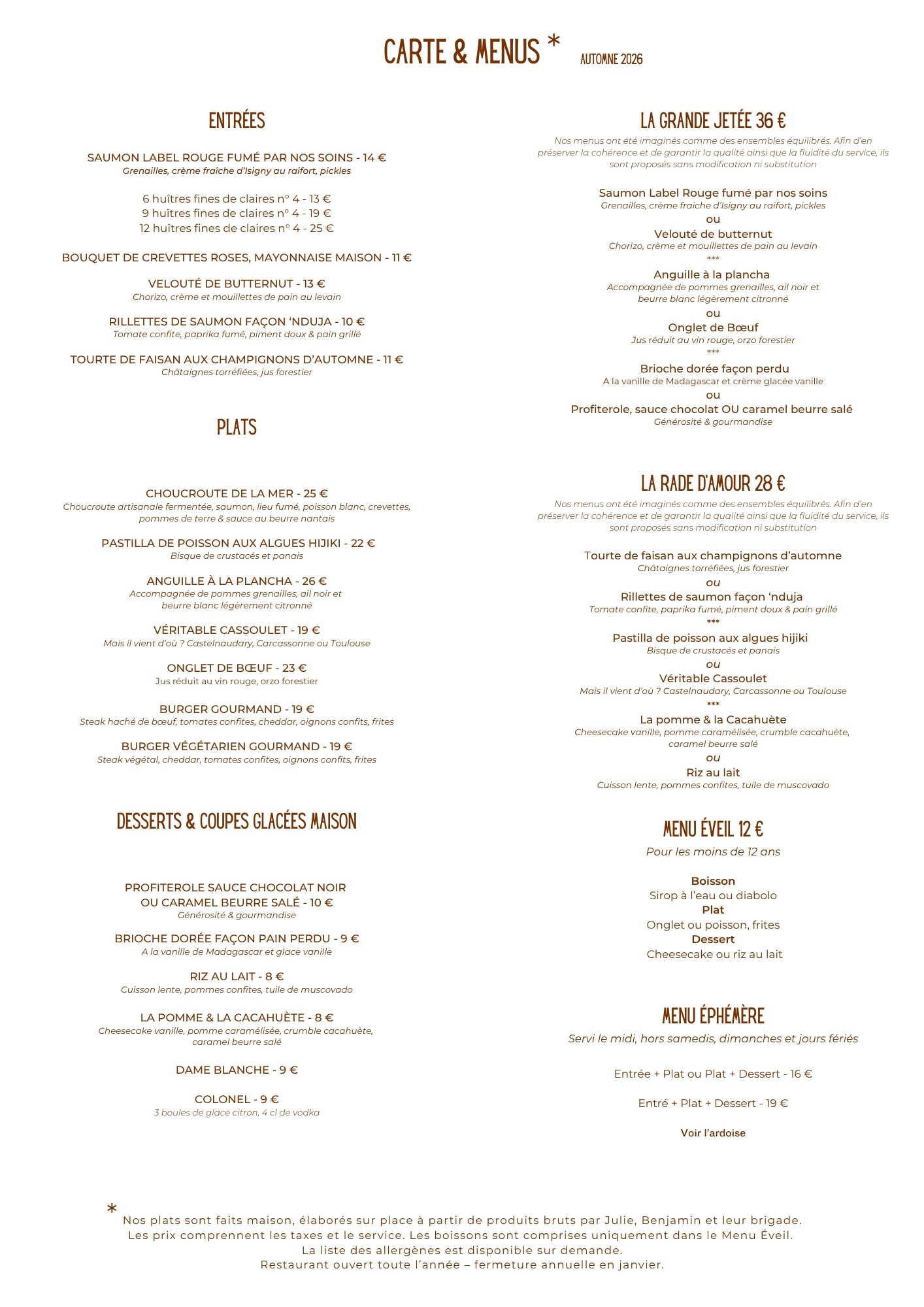 Menu automne 2026